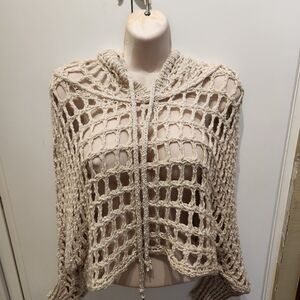 Crochet hoodie.  Short to waste.